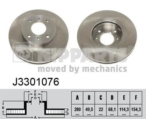 Диск тормозной Nissan ALMERA II, PRIMERA (вир-во Nipparts) NIPPARTS J3301076 (фото 1)