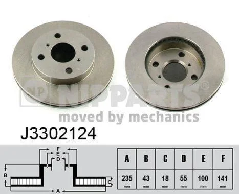 Диск тормозной Toyota YARIS (вир-во Nipparts) NIPPARTS J3302124 (фото 1)