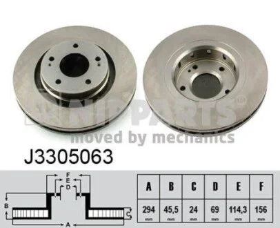 Торзмозной диск двухсторонний на передний мост вентилируемый 5 NIPPARTS J3305063