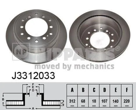 Торзмозной диск двухсторонний на задний мост вентилируемый 6 NIPPARTS J3312033 (фото 1)
