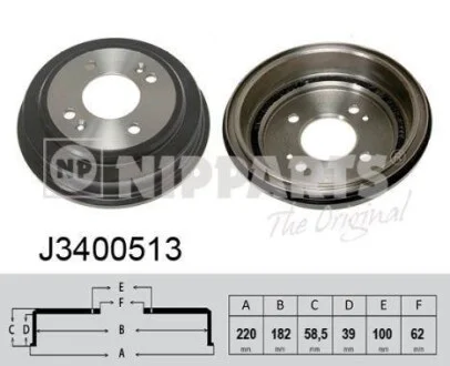 Тормозной барабан на задний мост NIPPARTS J3400513