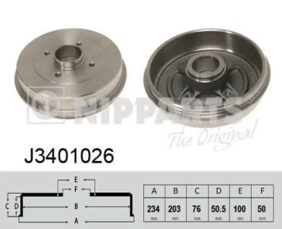 Тормозной барабан на задний мост NIPPARTS J3401026