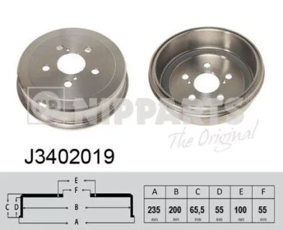 Гальмівний барабан на задній міст NIPPARTS J3402019