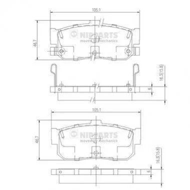 Тормозные колодки задние дисковые NIPPARTS J3611034 (фото 1)