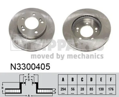 Торзмозной диск двухсторонний на передний мост вентилируемый 5 NIPPARTS N3300405