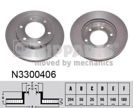 Торзмозной диск двухсторонний на передний мост вентилируемый 6 NIPPARTS N3300406 (фото 1)
