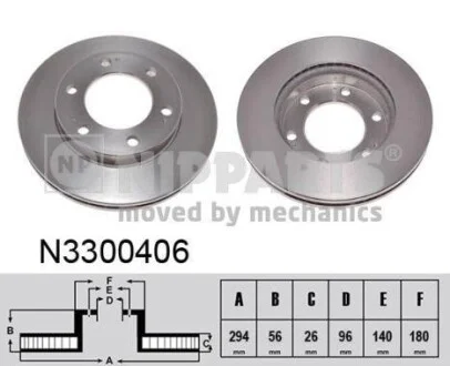 Торзмозной диск двухсторонний на передний мост вентилируемый 6 NIPPARTS N3300406