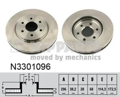 Торзмозной диск двухсторонний на передний мост вентилируемый 6 NIPPARTS N3301096