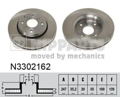 Диск тормозной Toyota AYGO; Citroen C1; Peugeot 107 (вир-во Nipparts) NIPPARTS N3302162