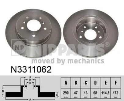 Диск тормозной Nissan QASHQAI 14- (вир-во Nipparts) NIPPARTS N3311062