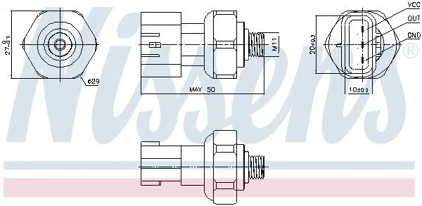 Датчик давления кондиционера TOYOTA / LEXUS (Nissens) NISSENS 301090 (фото 1)