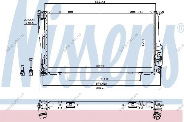 Радіатор охолодження BMW 1/3 SERIES (вир-во Nissens) NISSENS 60832 (фото 1)