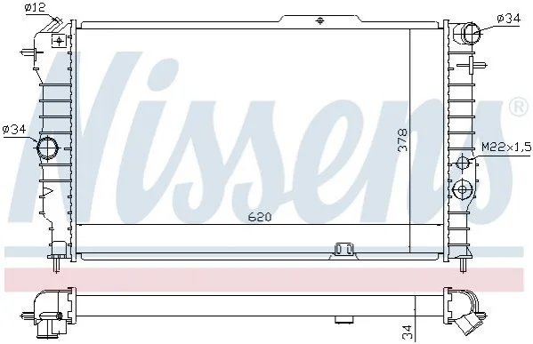 Радіатор охолодження OPEL VECTRA A (88-) 1.4-2.0 (вир-во Nissens) NISSENS 630631 (фото 1)