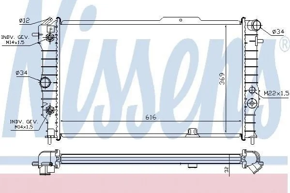 Радіатор охолодження OPEL VECTRA A (88-) АТ (вир-во Nissens) NISSENS 630641 (фото 1)