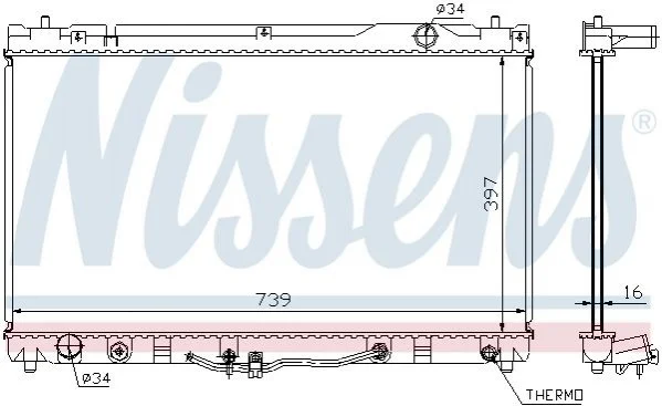 Радіатор охолодження TOYOTA CAMRY (01-) 3.0i AT (вир-во Nissens) NISSENS 64633 (фото 1)