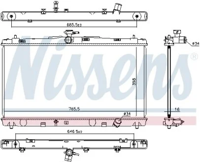Радіатор охолодження TOYOTA CAMRY (XV5) (11-) 2.5 i 16V(вир-во Nissens) NISSENS 646869