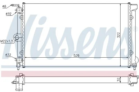Радіатор охолодження VW PASSAT B2 (80-) 1.6-1.8 (вир-во Nissens) NISSENS 651111