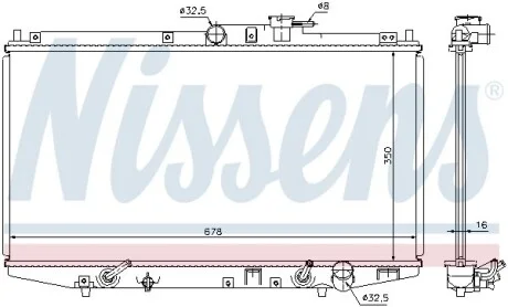Радіатор охолодження HONDA ACCORD VI (98-) 1.6-2.3i (вир-во Nissens) NISSENS 68117