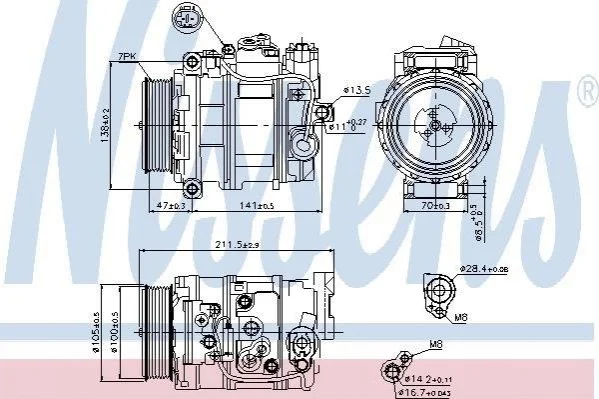 Компресор кондиціонера MERCEDES BENZ E-CLASS W211 05- (Nissens) NISSENS 89090 (фото 1)