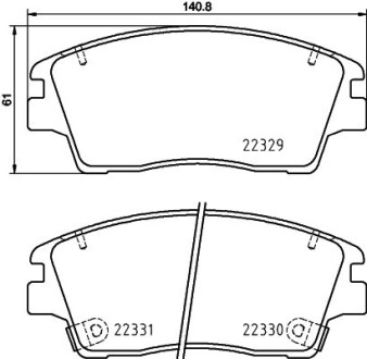 Тормозные колодки HYUNDAI/KIA Tucson/Sportage ''F''15-22 NISSHINBO NP6147