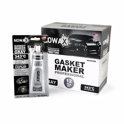 Герметик Nowaxвисокотемпературний силіконовий сірий 85гр NOWAX NX36309 (фото 1)