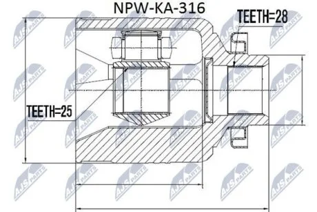 Шрус внутрішній передній правий kia sorento 1, 2, 49592-3E110 NTY NPW-KA-316
