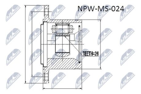 ШРУС MITSUBISHI PAJERO V14W-V55W 91-04, PAJERO SPORT K94W/K99W 96-06, SPACE /ПРАВ/ NTY NPW-MS-024