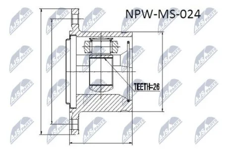 ШРУС MITSUBISHI PAJERO V14W-V55W 91-04, PAJERO SPORT K94W/K99W 96-06, SPACE /ПРАВ/ NTY NPW-MS-024