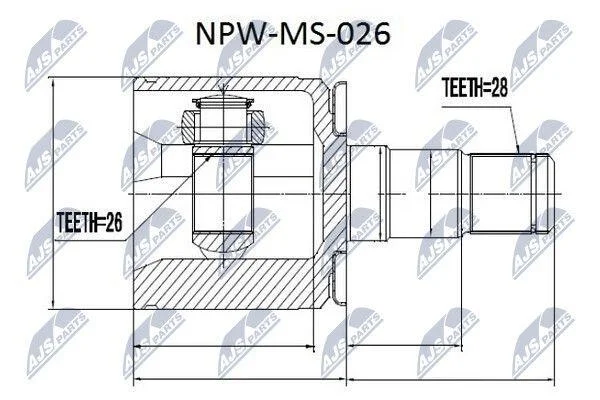 Шрус mitsubishi pajero v14w передній лівий MB886681 на MITSUBISHI NTY NPW-MS-026 (фото 1)
