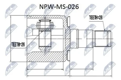 Шрус mitsubishi pajero v14w передній лівий MB886681 на MITSUBISHI NTY NPW-MS-026