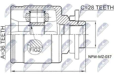 Шрус передній лівий mazda bt50 внутрішній PP042560X на Ford,Mazda NTY NPW-MZ-037