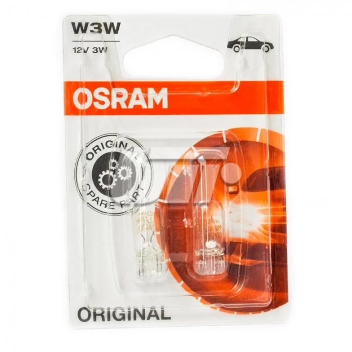 Лампа допоміжн. освітлення W3W 12V 3W W2,1x9,5d (2 шт) blister (вир-во) OSRAM 282102B (фото 1)