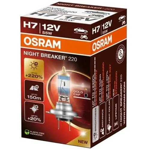 Лампа фарна H7 12V 55W PX26d NIGHT BREAKER (+220%) 1шт. (вір-во) OSRAM 64210NB220 (фото 1)