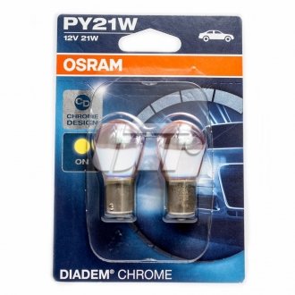 Лампа PY21W; PY21W 12V 21W BAU15S 2шт біла, світло OSRAM 7507DC02B (фото 1)