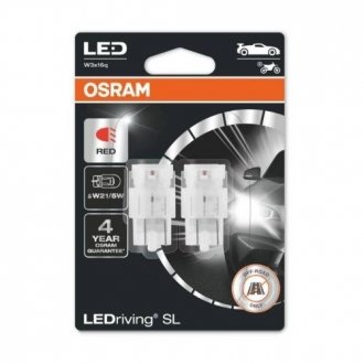 Лампа светодиодная LED W21/5W 12V 3W W3X16Q LEDriving SL (blister 2шт) красная (выр-во) OSRAM 7515DRP-02B (фото 1)