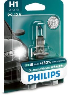 Лампа накалу H1 X-treme VISION 12V 55W P14,5s (+130) 1шт. blister PHILIPS 12258XV+B1