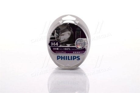 Лампа накаливания H4VisionPlus12V 60/55W P43t-38 (выр-во) PHILIPS 12342VPS2 (фото 1)