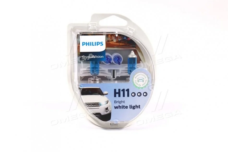 Лампа накаливания H11 12V 55W PGJ19-2 Cristal Vision + 2x W5W 4300K (к-т) (выр-во Philips) PHILIPS 12362CVS2 (фото 1)