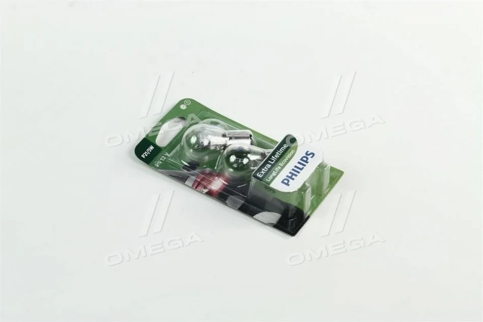 Лампа розжарювання P21/5W12V 21/5W BAY15d LongerLife EcoVision (2шт) (вир-во Philips) PHILIPS 12499LLECOB2 (фото 1)