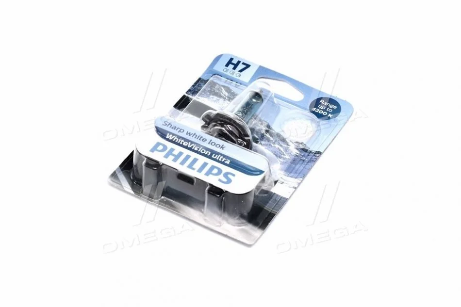 Лампа розжарювання H7 12V 55W PX26d H7 WhiteVision ULTRA +60 (4200K) (1шт) (вир-во Philips) PHILIPS 12972WVUB1 (фото 1)