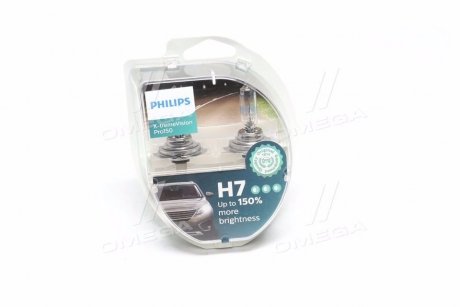 Лампа накаливания H7 X-tremeVision Pro150 +150 12V 55W PX26d (комплект) (выр-во) PHILIPS 12972XVPS2 (фото 1)