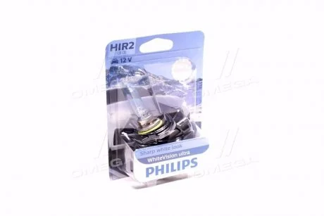 Лампа розжарювання HIR2 WhiteVision ultra 12V 55W PX22d (+60) (3700K) 1шт. blister (вир-во Philips) PHILIPS 9012WVUB1