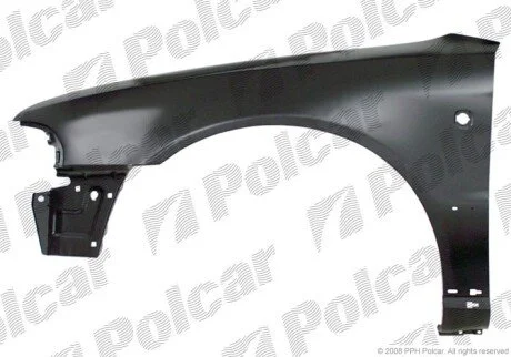 Крыло спереди справа с отверстиями на панель порога, накладки и поворотник Polcar 132402-1