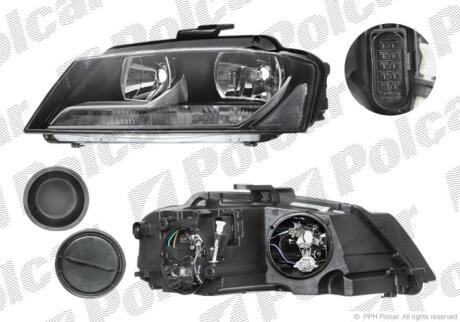 Фара основная левая H7, PY24W, W5W Polcar 133209-HUA
