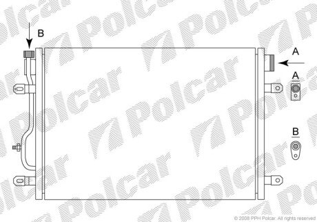 Радіатор кондиціонера (Конденсатор) без осушувача Polcar 1334K8C1