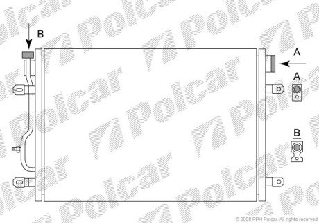 Радіатор кондиціонера (Конденсатор) без осушувача Polcar 1334K8C2