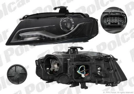 Фара основная левая D3S, LED Polcar 1337091E