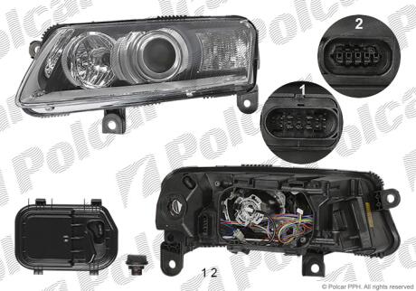 Фара основная правая D2S, P21W, PY21W, W5W Polcar 1338105E
