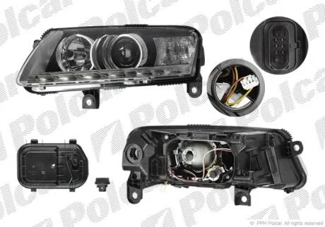 Фара основна права D3S, H7, LED, PY21W Polcar 1339102E