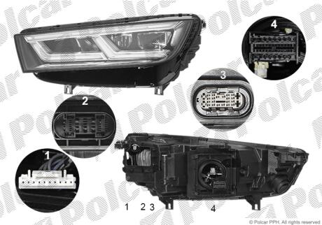 Фара основная правая LED Polcar 13X4101U